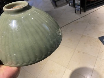 A fine Chinese Longquan celadon 'lotus' bowl, Yuan/Ming